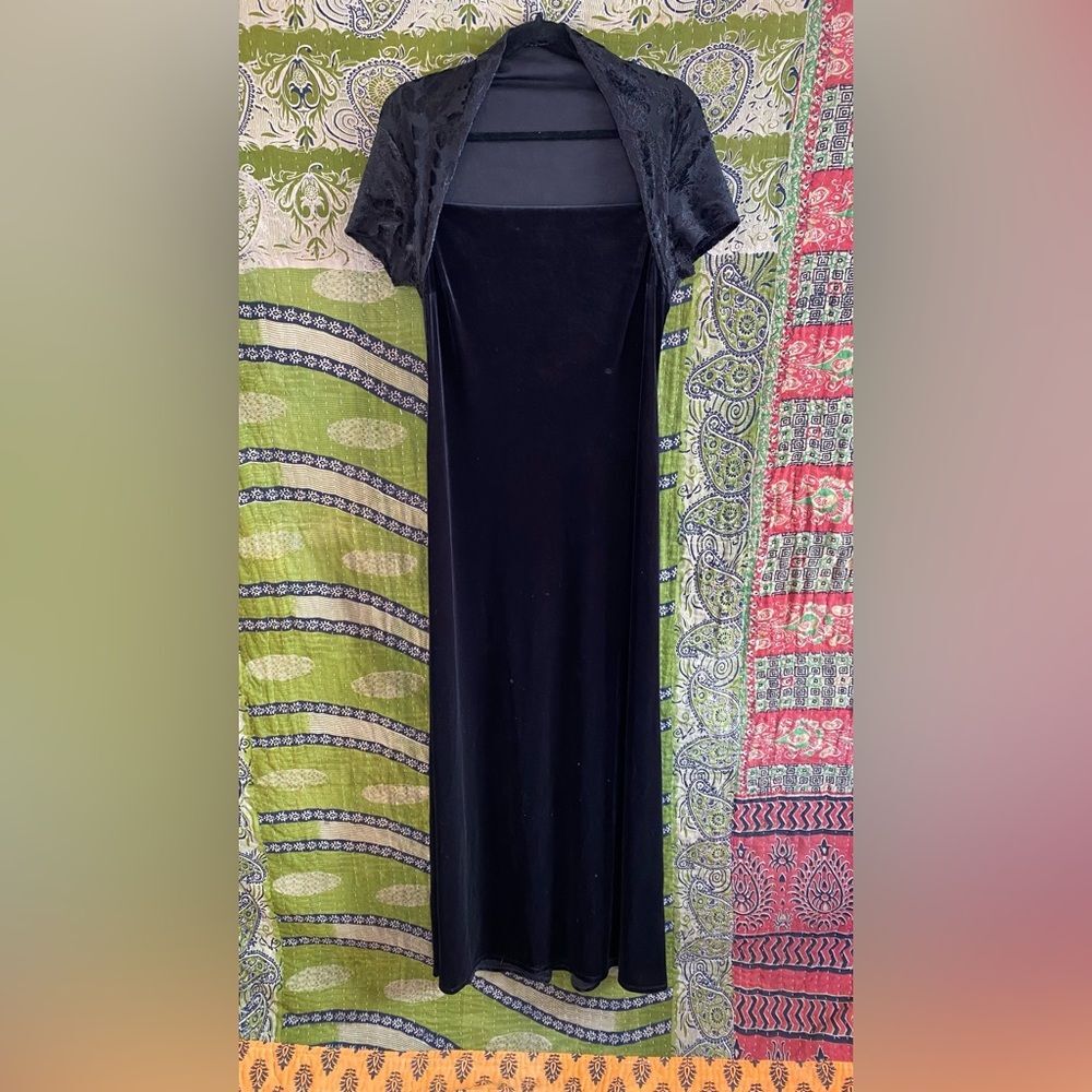 Vtg Y2K My Michelle Black Burnout Velvet Fairy Whimsigoth Maxi Dress Size Large